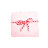 Watercolor painting of a white envelope tied with a red and white string as a bow, a vintage Valentine's Day envelope png