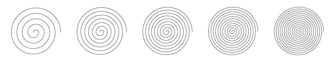 Single thin line spiral. Line in circle form. Thin black spiral symbol. Spiral, swirl, twirl, volute design element with thin line. vector