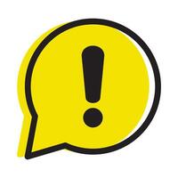 Hazard warning attention sign or exclamation symbol in a yellow speech bubble icon. vector