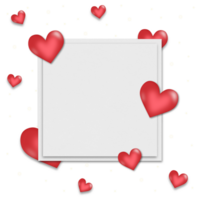 Valentines Day Heart Frame with Floating Red Hearts on Transparent Background png