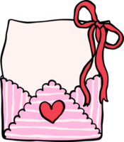 Coquette Love Mail open with bow and blank paper Doodle Hand Drawn png