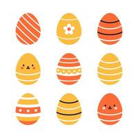 set of vibrant easter eggs with abstract patterns and decorative designs. A festive easter eggs collection of colorful elements for holiday-themed designs. vector