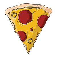 a slice of pizza with pepperoni and cheese on it vector