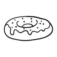 a donut is drawn in black and white vector