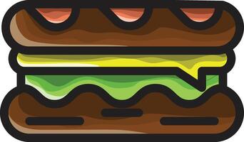 a hamburger with cheese and mustard on it vector