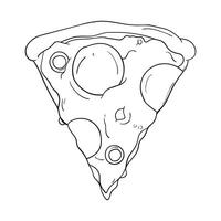 a slice of pizza is shown in a line drawing vector