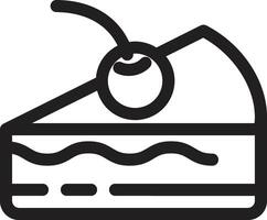 a black and white image of a slice of cake with a cherry on top vector