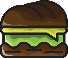 a hamburger with cheese and lettuce on it vector