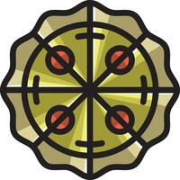 a circular pizza icon with four circles on it vector