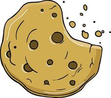 a cartoon cookie with a bite taken out of it vector