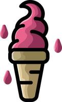 ice cream cone with pink swirls and pink ice cream vector