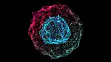 Multicolored Particle Sphere with Dynamic Energy Layers on Black Background video