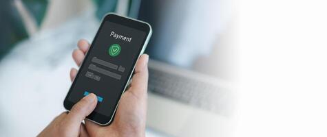Online payment, Business people using computer, Banking, Online shopping, Digital online payment concept, Technology online banking applications via internet network, Financial transaction. photo