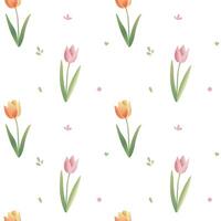 Seamless pattern with tulips. Spring backgrounds in pastel colors. Romantic flower pattern hand drawn. vector