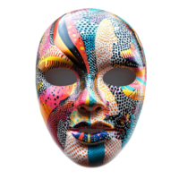 a colorful mask with a face on transparent background. png