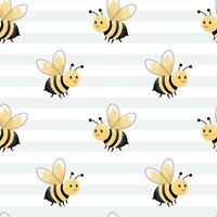 Seamless pattern with cute bee. Spring summer backgrounds. Insect pattern hand drawn. vector