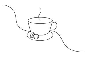 Coffee bean continuous one line drawing and outline simple design vector