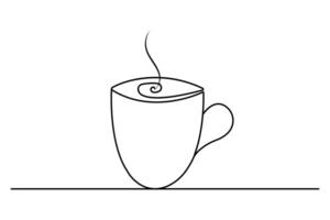 Coffee continuous one line drawing of Isolated outline symbol art vector