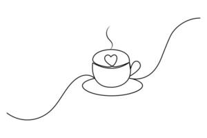Coffee cup continuous single line drawing and outline editable stroke vector