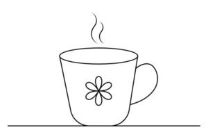 Coffee continuous single line art drawing of white background vector