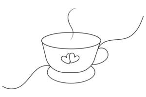 Coffee cup continuous single line art drawing of outline simple icon vector