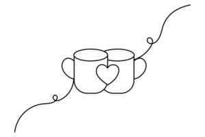 Coffee cup continuous one line drawing and minimalist outline simple icon vector