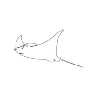 Stingray line art icon. Stingray continuous outline isolated on white background. vector