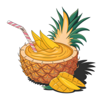Pineapple Smoothie in a Pineapple Shell png