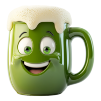 a green beer mug with a happy face png