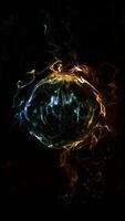The golden sphere, permeated with threads of energy, plays in waves, emitting light, creating a unique atmosphere of space. video