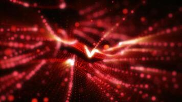 A bright abstraction of virtual red waves smoothly moving in an illusory space. video
