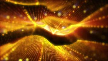 A bright abstraction of virtual golden waves moving smoothly in virtual space. video