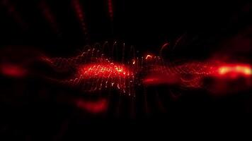 Abstract, creative background of red virtual light waves moving slowly in illusory space. video