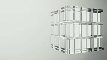Animation of Transparent Cubic Structure. 3D Animation of Cubic Lattice. The cubes move, creating a dynamic and engaging visualization. Background for websites, presentations, videos, advertising video