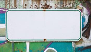 Metall Sign on Graffiti Wall photo