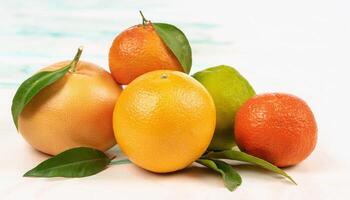 Citrus Fruits on White Background photo