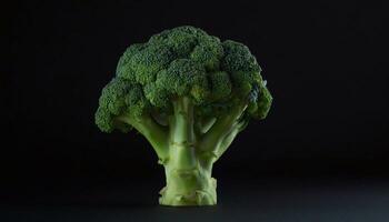 Vibrant Green Broccoli in Dark Setting photo