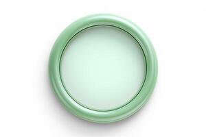 Circle light green and silver frame, border or plate isolated on white background. Empty space for text or picture. photo