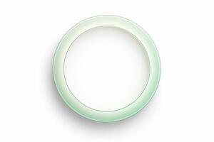 Circle light green frame, border or plate isolated on white background. Empty space for text or picture. photo