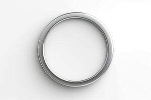 Silver circle frame isolated on white background. Empty space for text or picture. photo