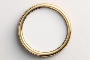 Golden frame for paintings, mirrors or photo isolated on white background. Design element with clipping path. Gold circle shape.