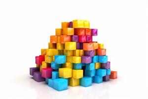 Colorful cubes isolated on white. Pyramid of cubes. photo