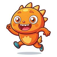 orange monster running and smiling white background vector