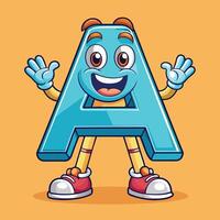 cartoon letter a with arms and legs white background vector