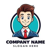 a cartoon man in a suit and tie logo on a white background vector