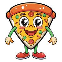 pizza slice character illustration background vector