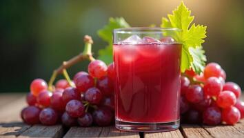 Freshly Squeezed Grape Juice Served in a Transparent Glass photo