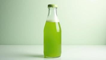 Fresh Green Juice in Glass Bottle Packed with Nutritional Goodness. photo