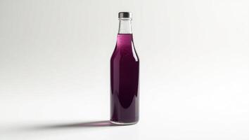 Fresh Blackcurrant Juice in Clear Bottle for a Sweet and Tart Refreshment. photo