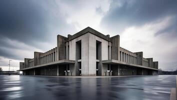 Artistic Brutalist Architecture with Modern Symmetrical Features photo
